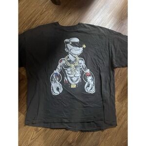 Popeye T Shirt Mens 3XL Black Tats Gold Chains